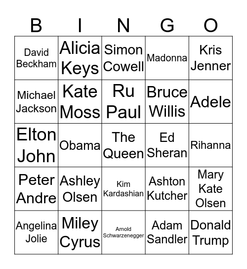 Lingo Bingo - Music Bingo Card