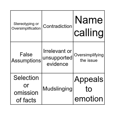 Bias Bingo  Bingo Card