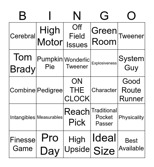 2017 NFL Draft Bingo Card