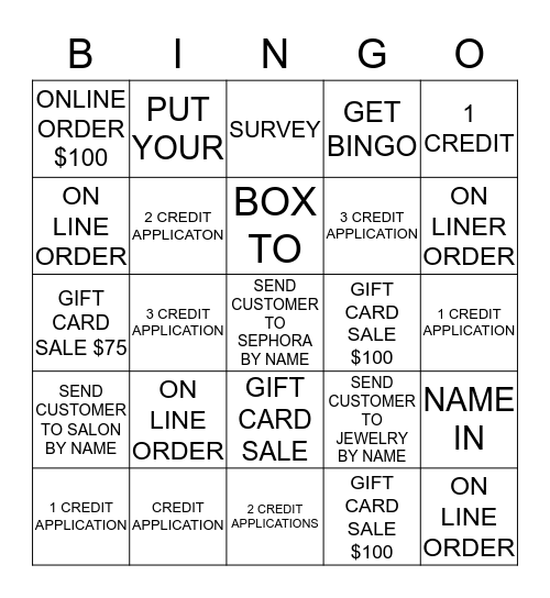 BINGO - IN - A -DAY  Bingo Card