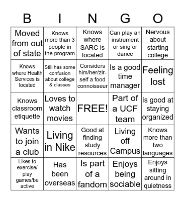 Summer EXCEL 2013 Bingo Card
