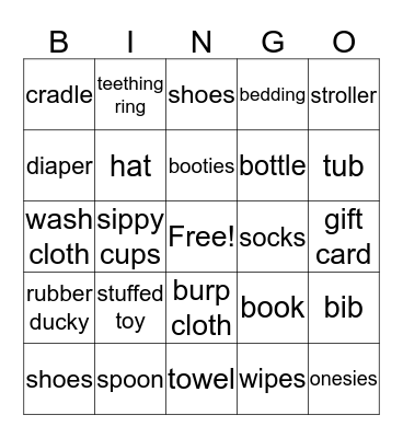 Baby Shower BINGO! Bingo Card