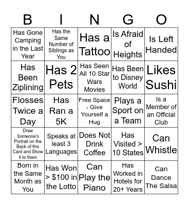 Human Bingo Card