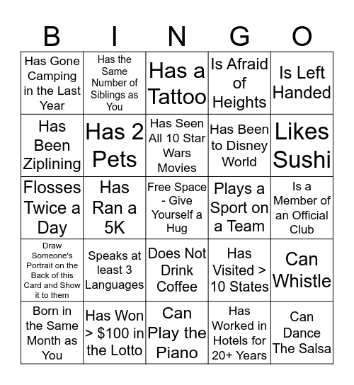 Human Bingo Card