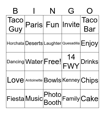 Housewarming Bingo  Bingo Card
