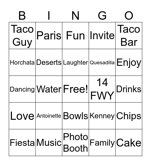 Housewarming Bingo  Bingo Card