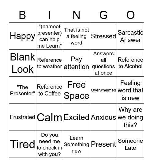 Sanctuary Check-In Bingo Card