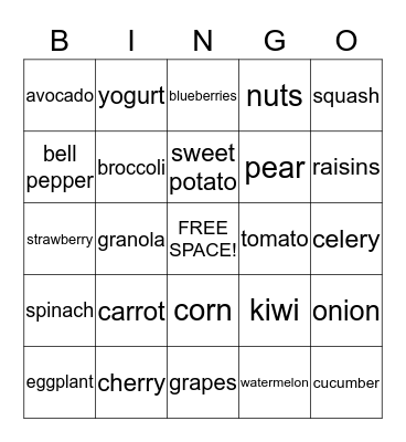 What Food Am I? Bingo Card
