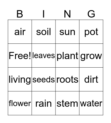 Seeds and Plants Bingo Card