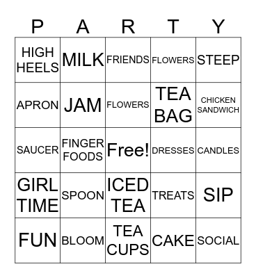 AHG Tea Party 2017 Bingo Card