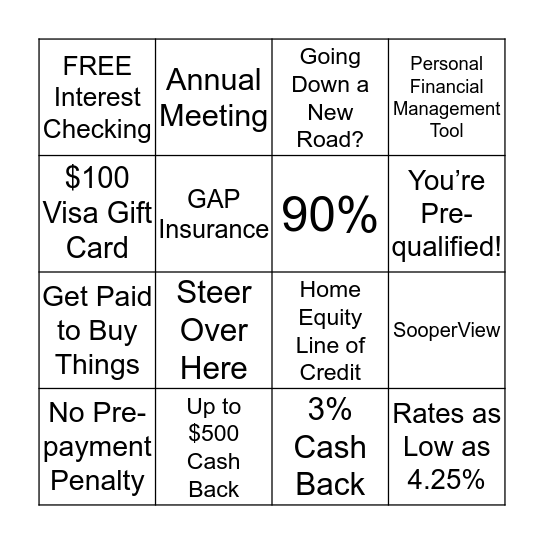 Sales Meeting Bingo Card