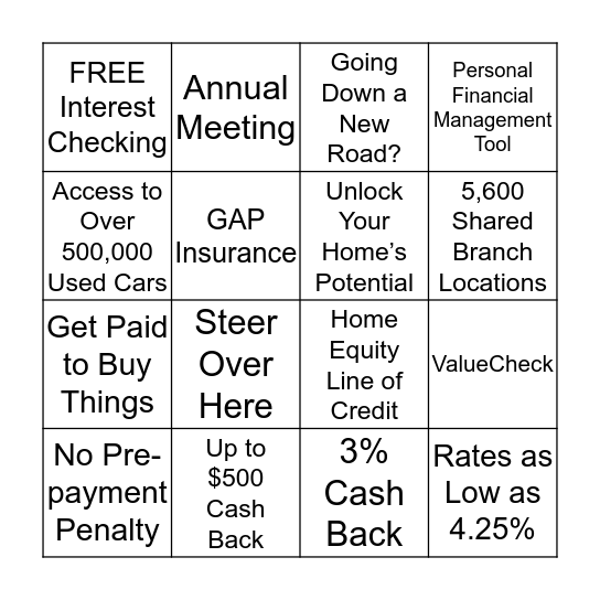 Sales Meeting Bingo Card