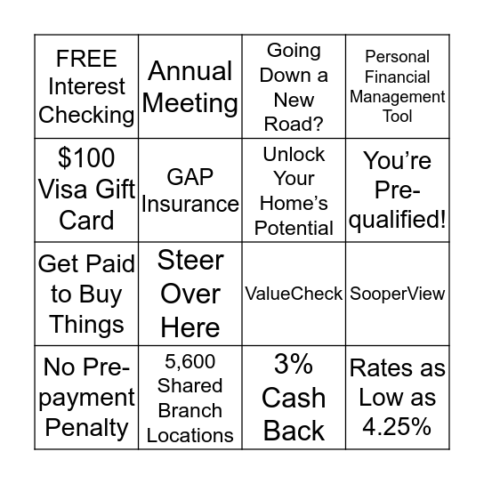 Sales Meeting Bingo Card
