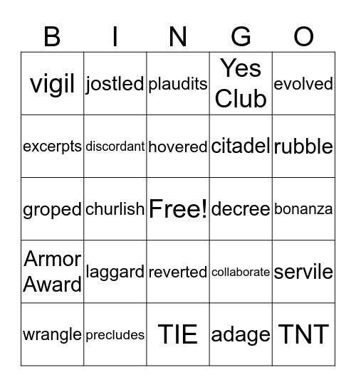 Level C Unit 1 Bingo Card