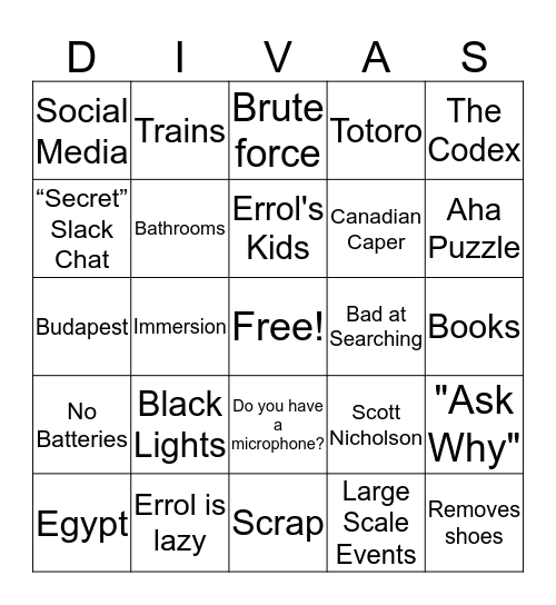 REDiva Bingo Card