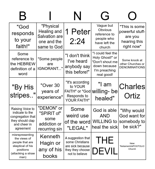 Rez Church Healing Sermon Bingo 4/23/2017 Bingo Card