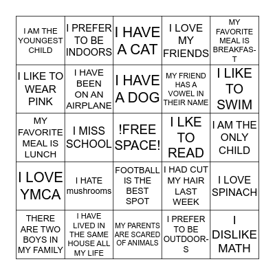 ICE BREAKER BINGO! Bingo Card