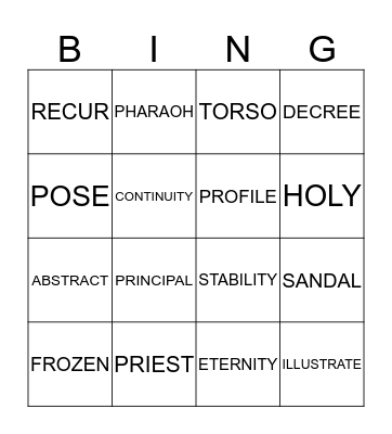 RULES OF EGYPTIAN ART Bingo Card