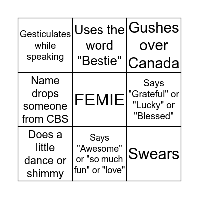 CBS Bingo Card