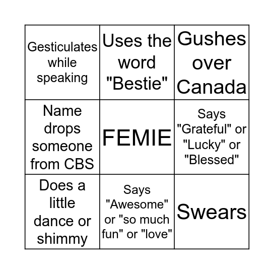 CBS Bingo Card