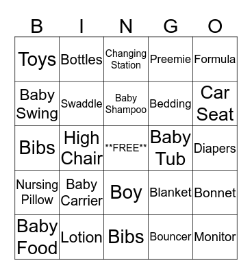 Baby Shower!!! Bingo Card