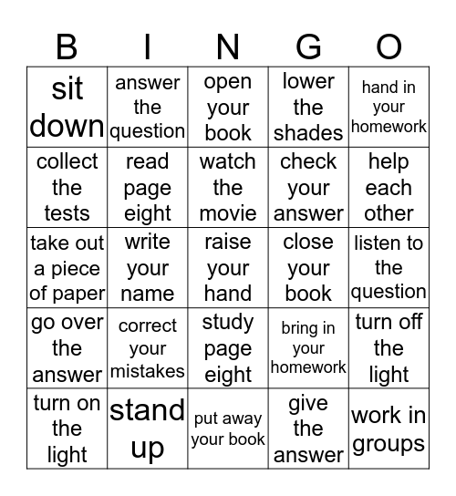 BB2 Unit 1-2 Bingo Card