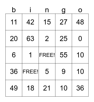 Multiplication Bingo! Bingo Card