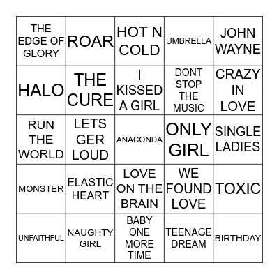 FEMALE DIVAS 2 Bingo Card