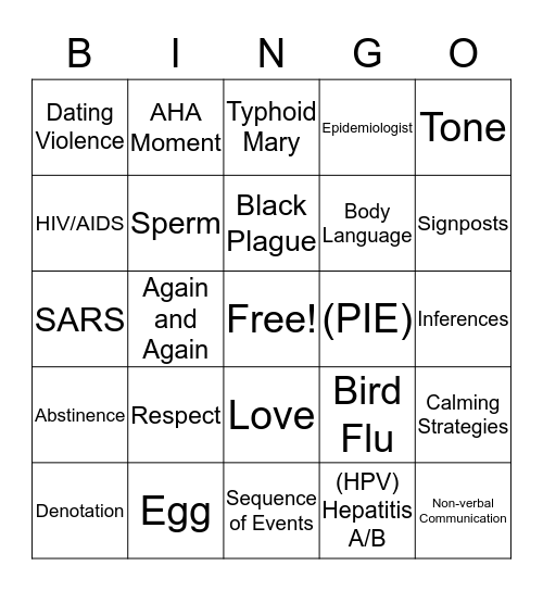 Academic Rotations! Bingo Card