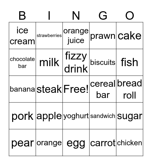 Glorious food Bingo Card