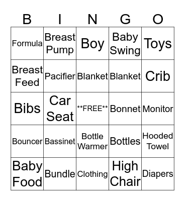 Baby Shower!!! Bingo Card