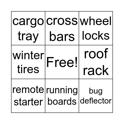 accessory bingo Card