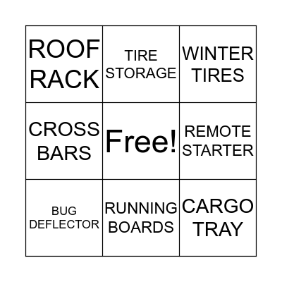 ACCESSORY BINGO Card