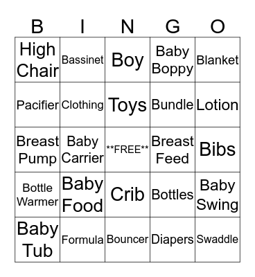 Baby Shower!!! Bingo Card