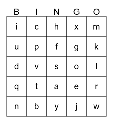 Alphabet Bingo Card