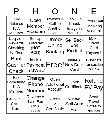 CONTACT CENTER BINGO Card