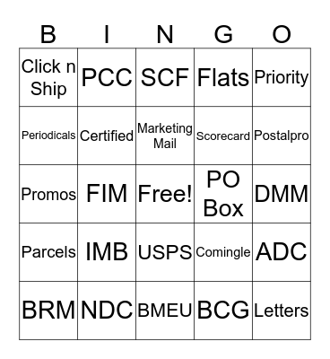 Postal Bingo Card