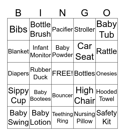 Baby Bingo Card