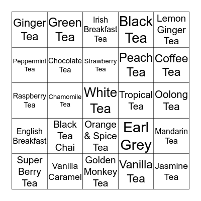 Tea Bingo Card