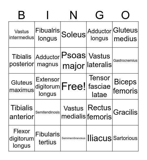 FREAKING MUSCO!!! Bingo Card