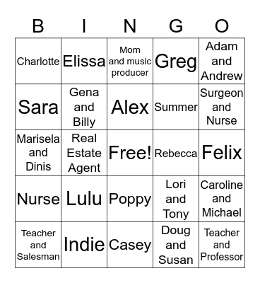 FAMILY BINGO Card