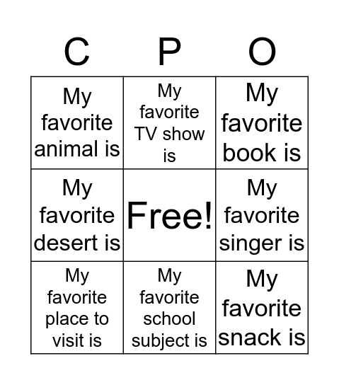 Ice Breaker Bingo Card