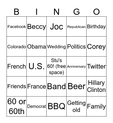 HAPPY BIRTHDAY STU! Bingo Card