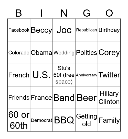 HAPPY BIRTHDAY STU! Bingo Card