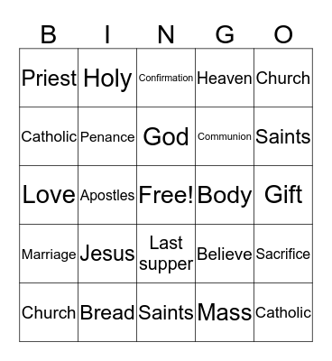 Catholic Bingo Card