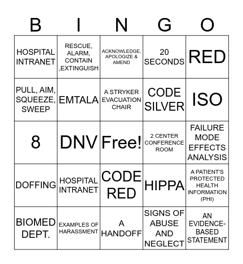 Compliance Bingo Card