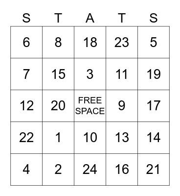 STATS BINGO Card