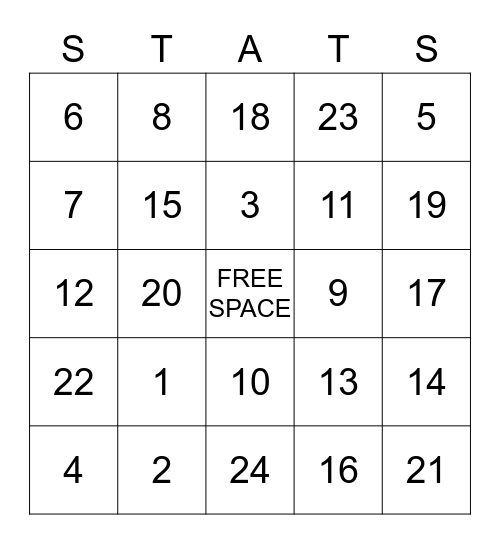 STATS BINGO Card
