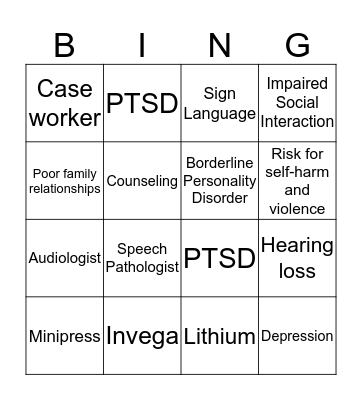 MHA  Bingo Card