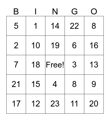 First Grade Addition Bingo Card